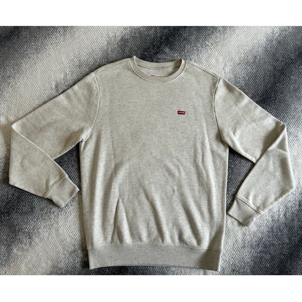 Levi's Mens Beige Crewneck Logo Relaxed Fit Pullover Sweatshirt Size Small
